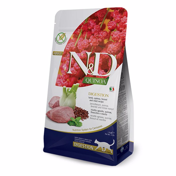 Farmina N&D Grain Free Quinoa Digestion Xira Trofi Xoris Sitira me Arni ga Enilikes Gtes me Evaisthito Gstrenteriko 300gr